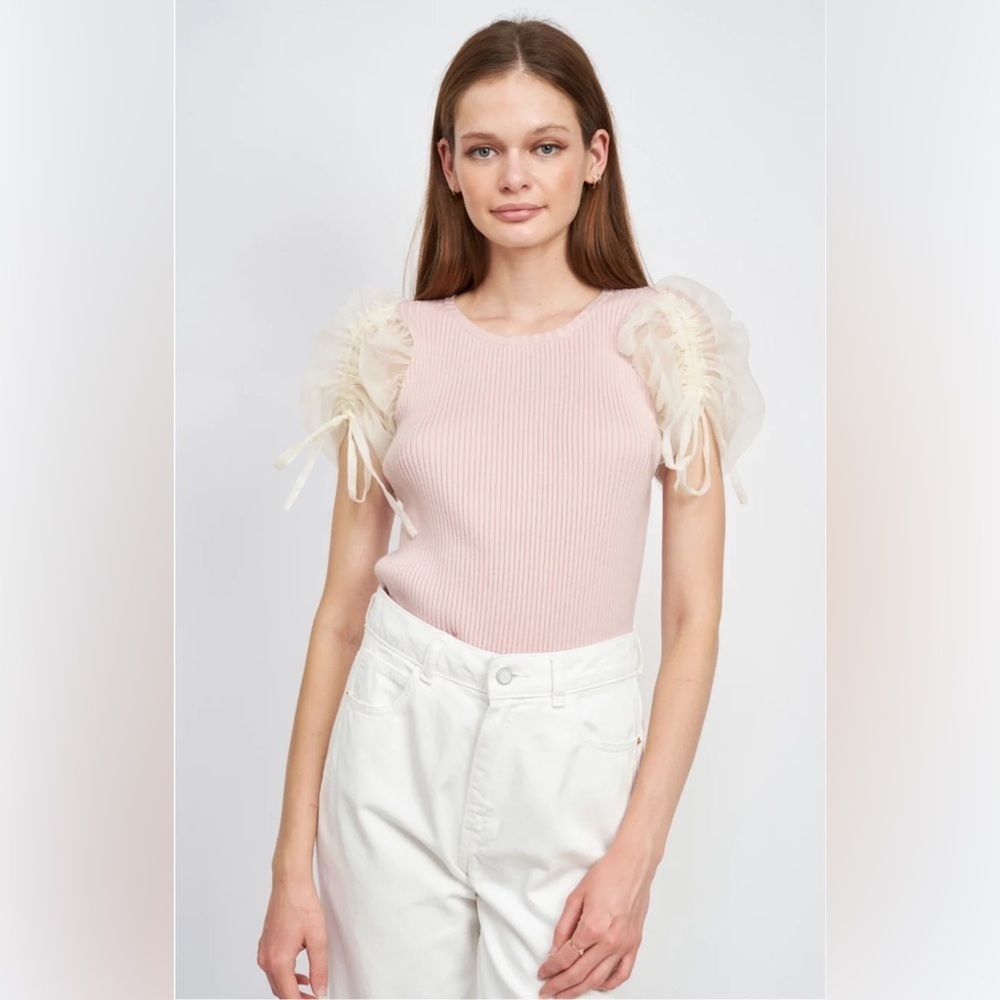 En Saison Adianne Mixed Media Top in Pink